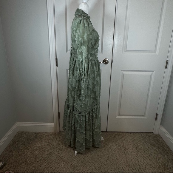 ASOS Design Sage Green Floral Lace Maxi Dress Boho Romantic Ethereal US 8 - Picture 2 of 9